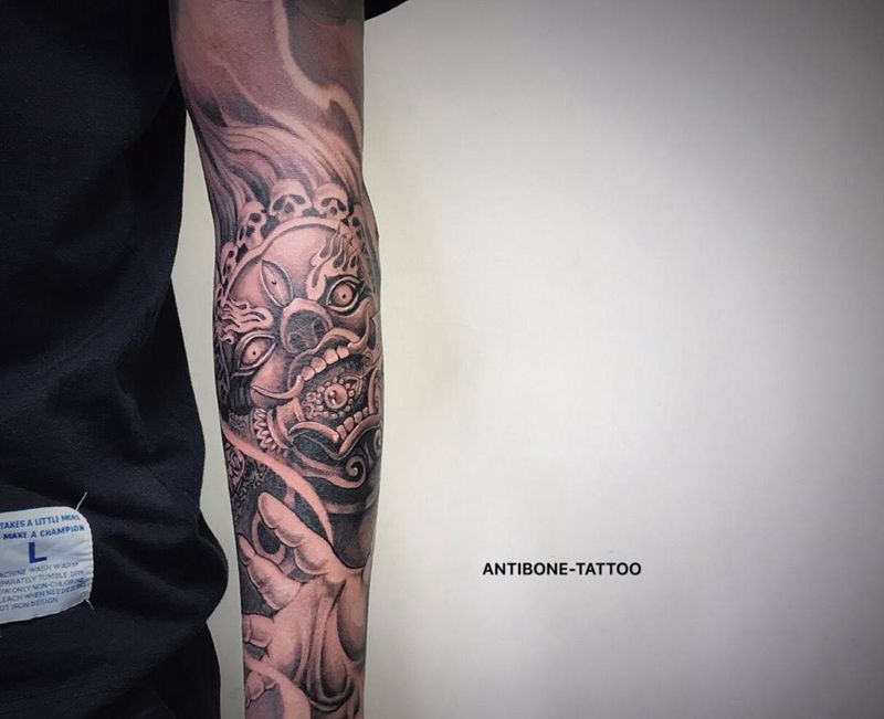 # 大黑天#纹身图片_手臂腿部老传统新传统大黑天纹身图案