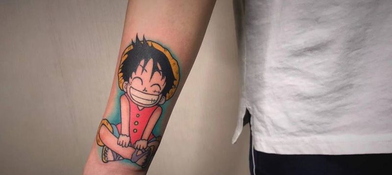 # 路飞#纹身图片_成品手臂欧美清新人物鬼神反骨刺青培训纹身图案