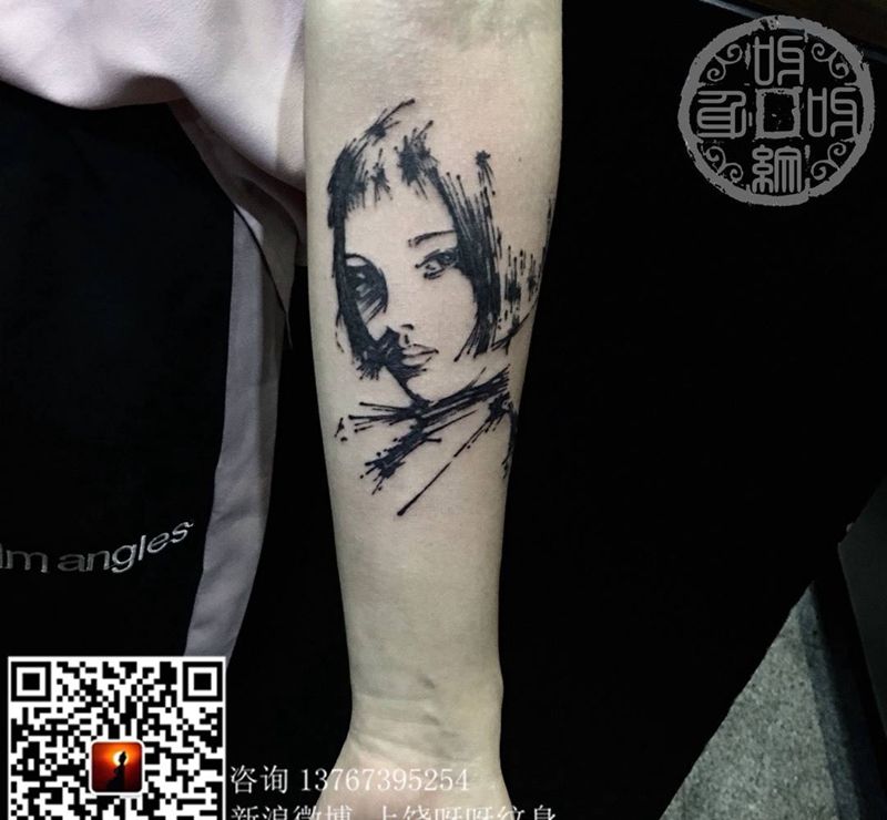 玛蒂达纹身图片_成品手部手臂欧美肖像清新人物呀呀刺青纹身图案
