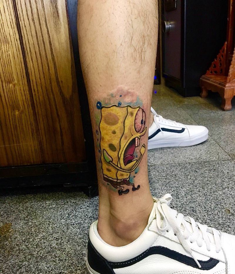 海绵宝宝纹身图片_成品腰部腿部欧美人物动物呀呀刺青纹身图案