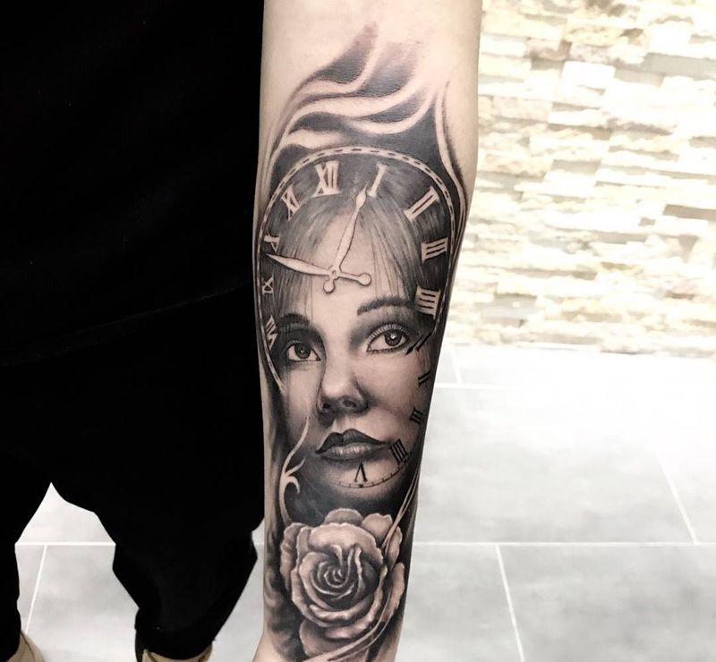 欧美写实纹身图片_成品手部手臂欧美人物字符纹身图案