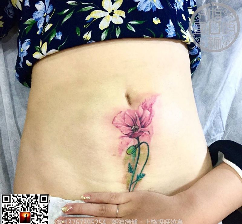 剖腹产疤痕遮盖花纹身图片