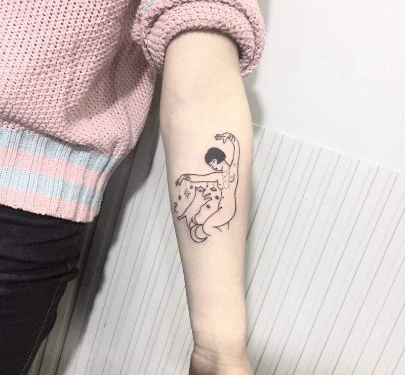 简单小清新纹身图片_成品手部手臂清新贴纸几何字符动物人物纹身图案