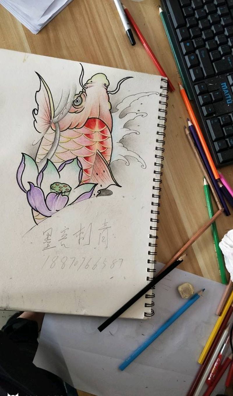 鱼 招财进宝纹身图片