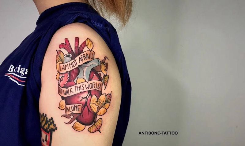 # 两颗心脏#纹身图片_成品手臂欧美清新贴纸植物情侣反骨刺青培训纹身图案