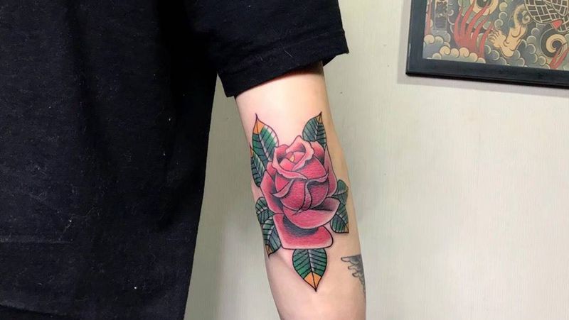 # old school 玫瑰#纹身图片_成品手臂欧美贴纸植物静物school反骨刺青培训纹身图案