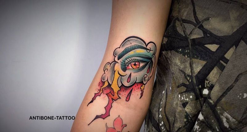 # 眼睛#纹身图片_手臂腿部New School新传统眼睛欧美纹身图案