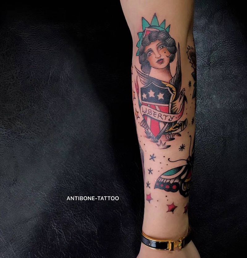 # 圣诞礼物school花臂#未完成纹身图片_成品手臂欧美清新school反骨刺青培训纹身图案