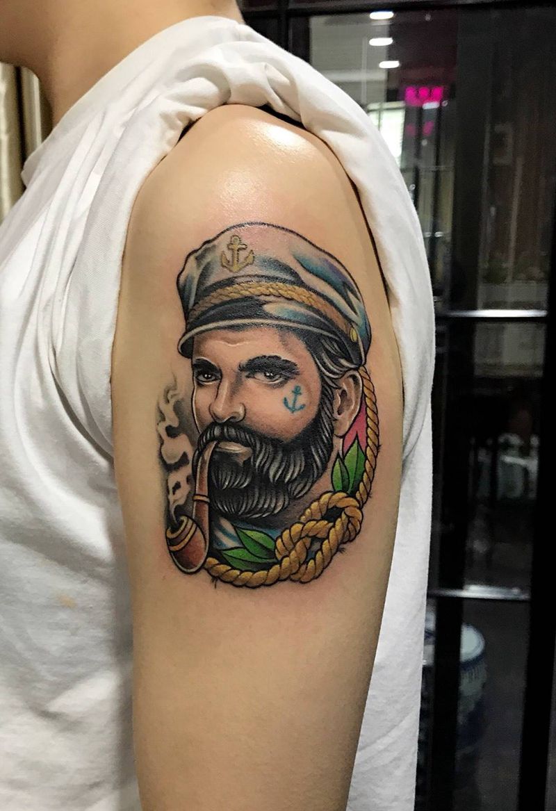 欧美纹身图片_成品手臂欧美人物纹身图案