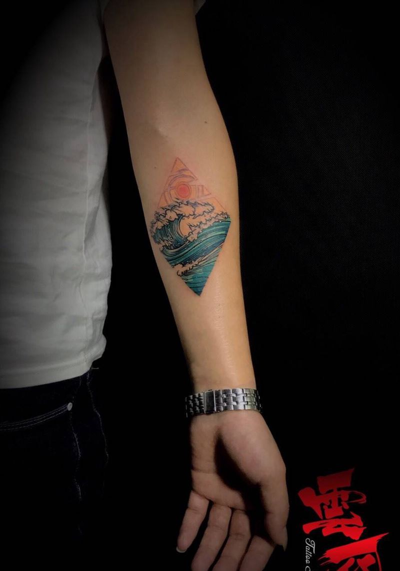 浪纹身图片