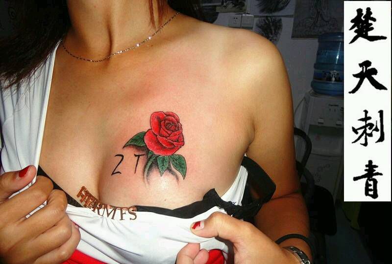 红红玫瑰纹身图片