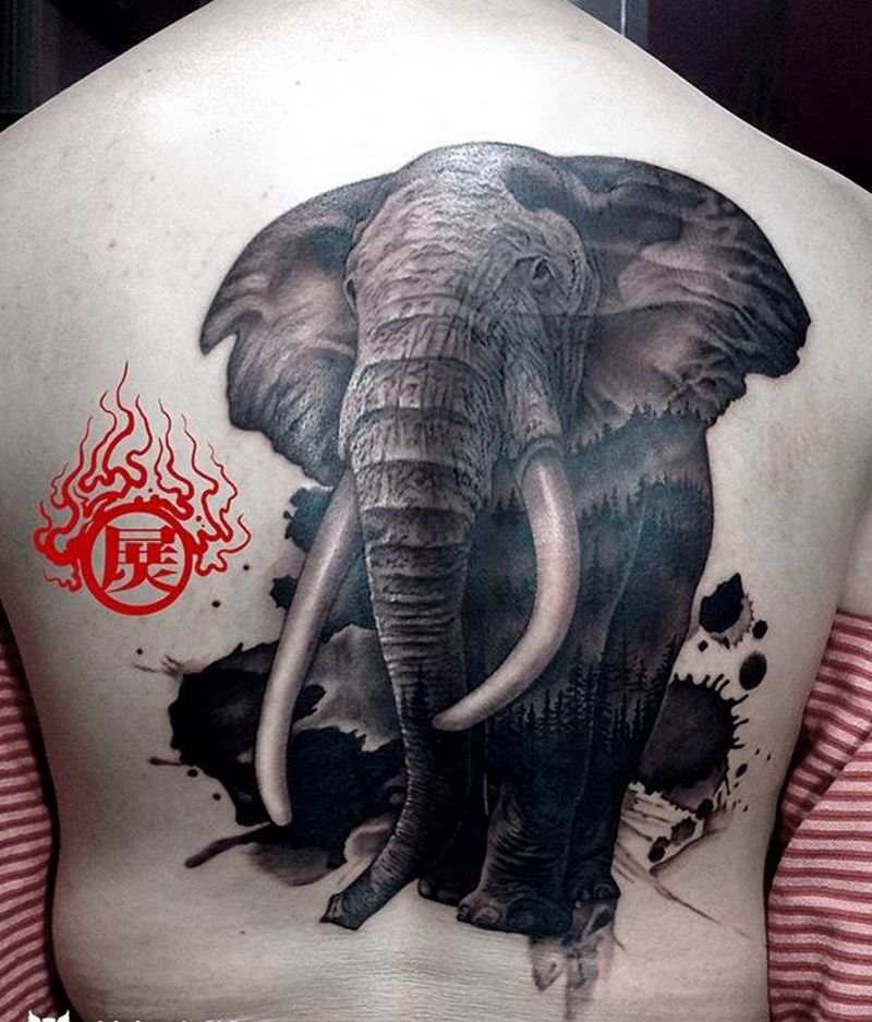 大象纹身图片