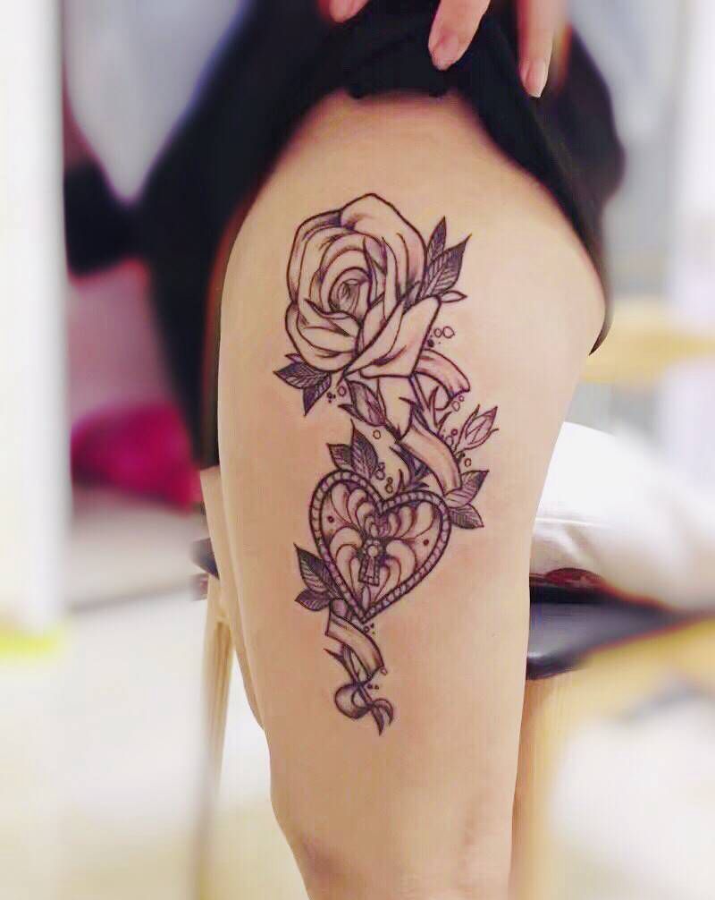 去年作品纹身图片_腿部新传统老传统纹身图案