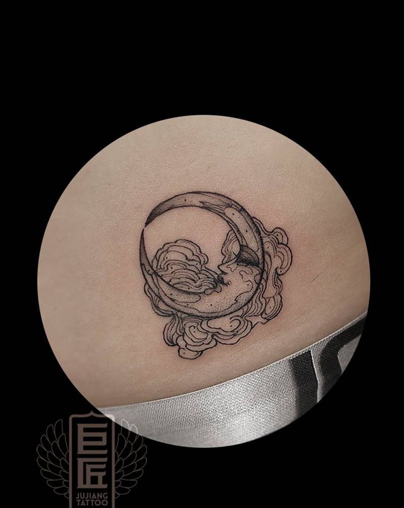 月亮纹身图片_手臂腰部新传统图腾纹身图案