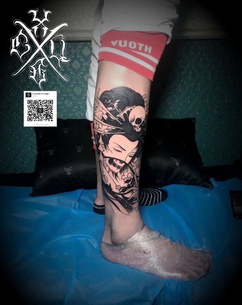 艺伎，未完纹身图片