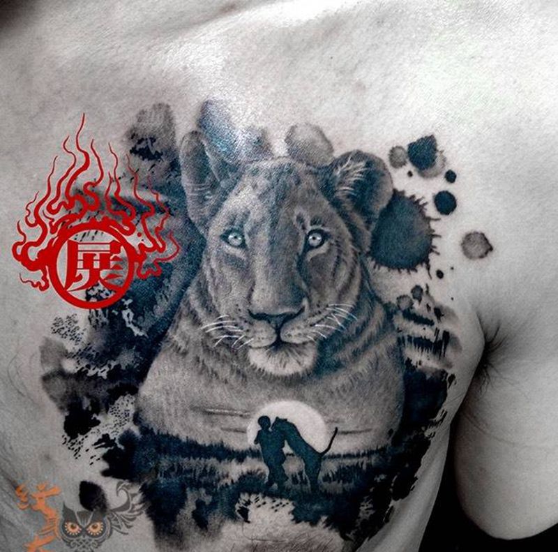 狮子纹身图片
