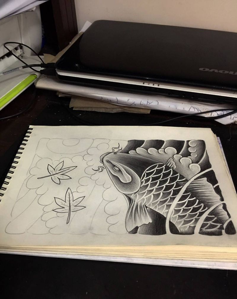 原创传统手稿，下次完成纹身图片