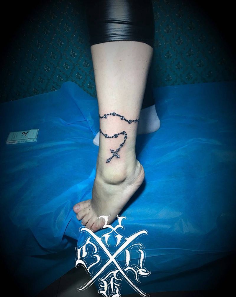 脚链纹身图片