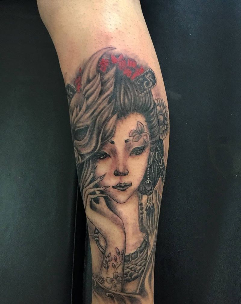 艺伎，完工纹身图片