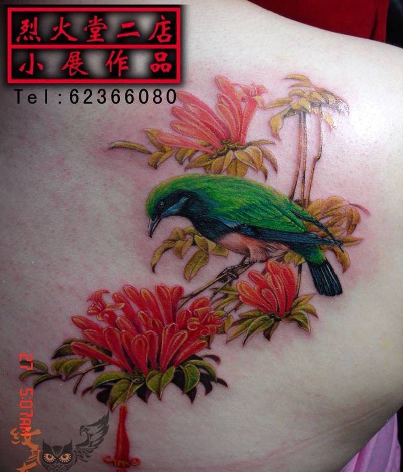 中国花鸟纹身图片