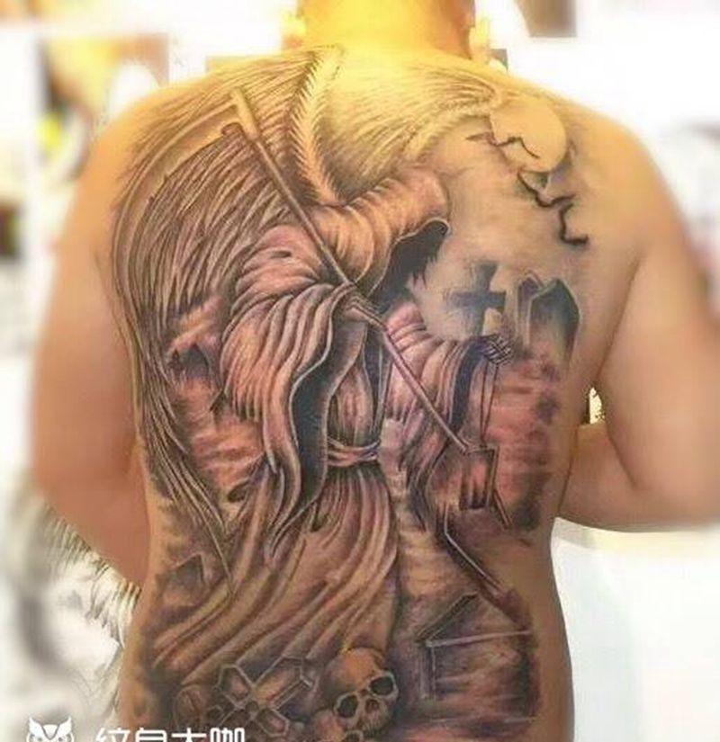 满背死神纹身图片