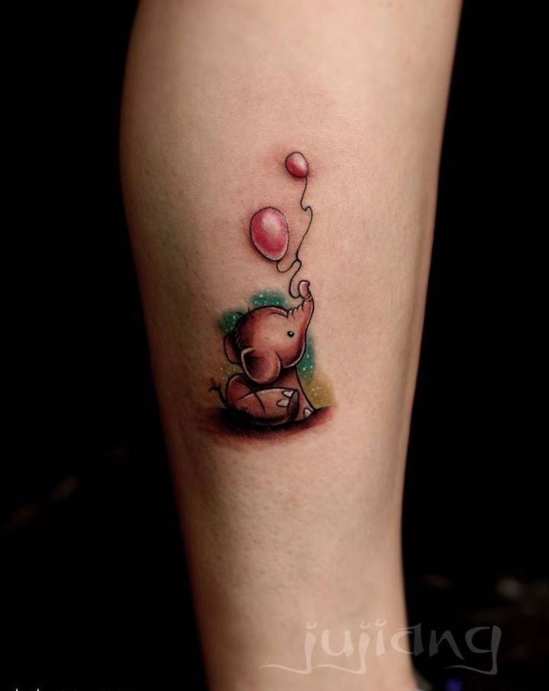 伤疤遮盖纹身图片_成品腿部清新原创动物培训纹身图案