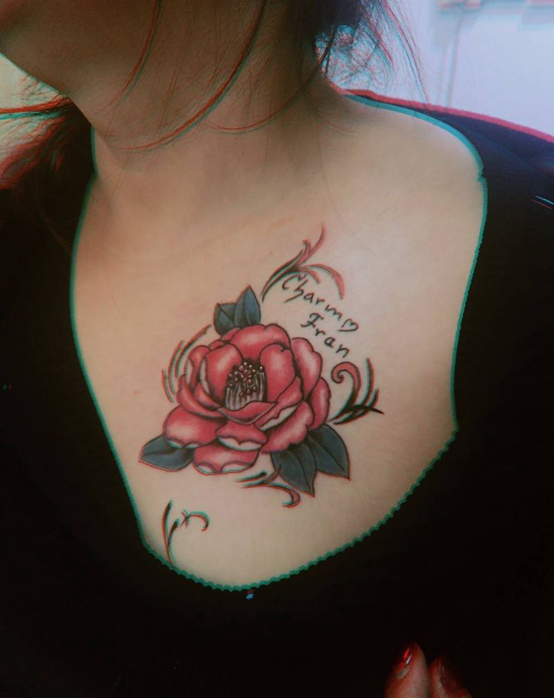 大红花完工纹身图片