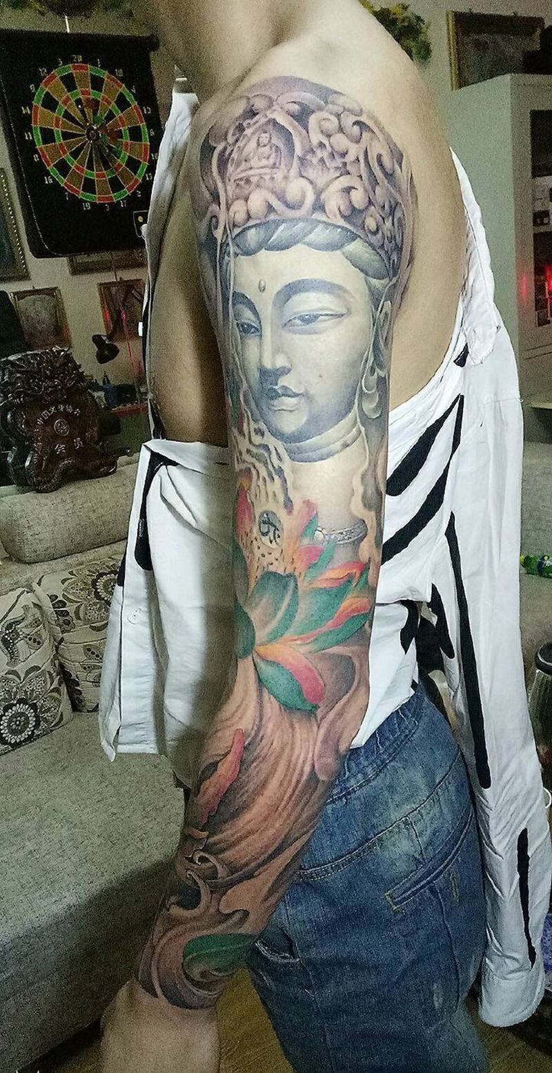 御龙观音纹身图片