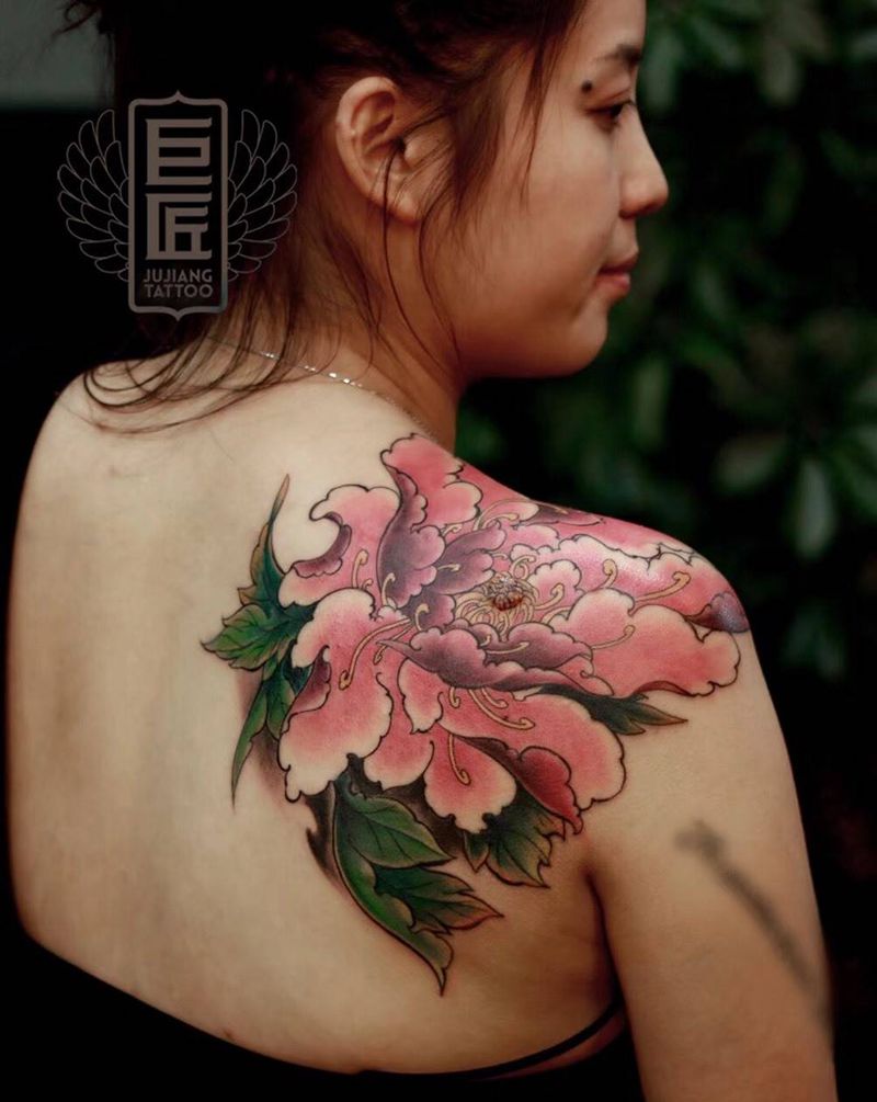 遮盖- 牡丹花纹身图片