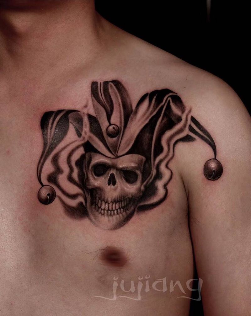 小丑纹身图片_成品胸部欧美原创培训纹身图案