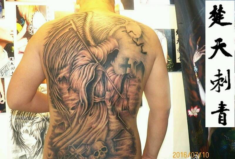 满背死神，完工纹身图片