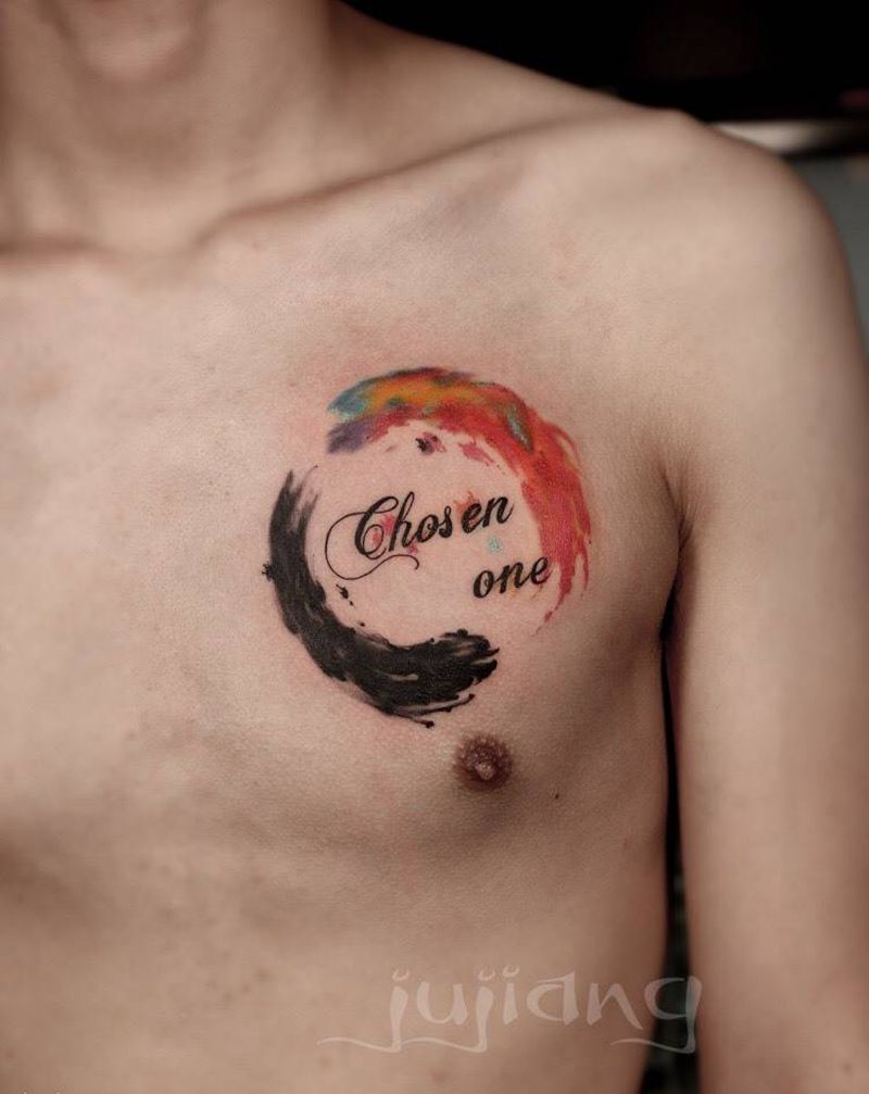 彩色小图纹身图片_成品胸部清新字符图腾原创培训纹身图案