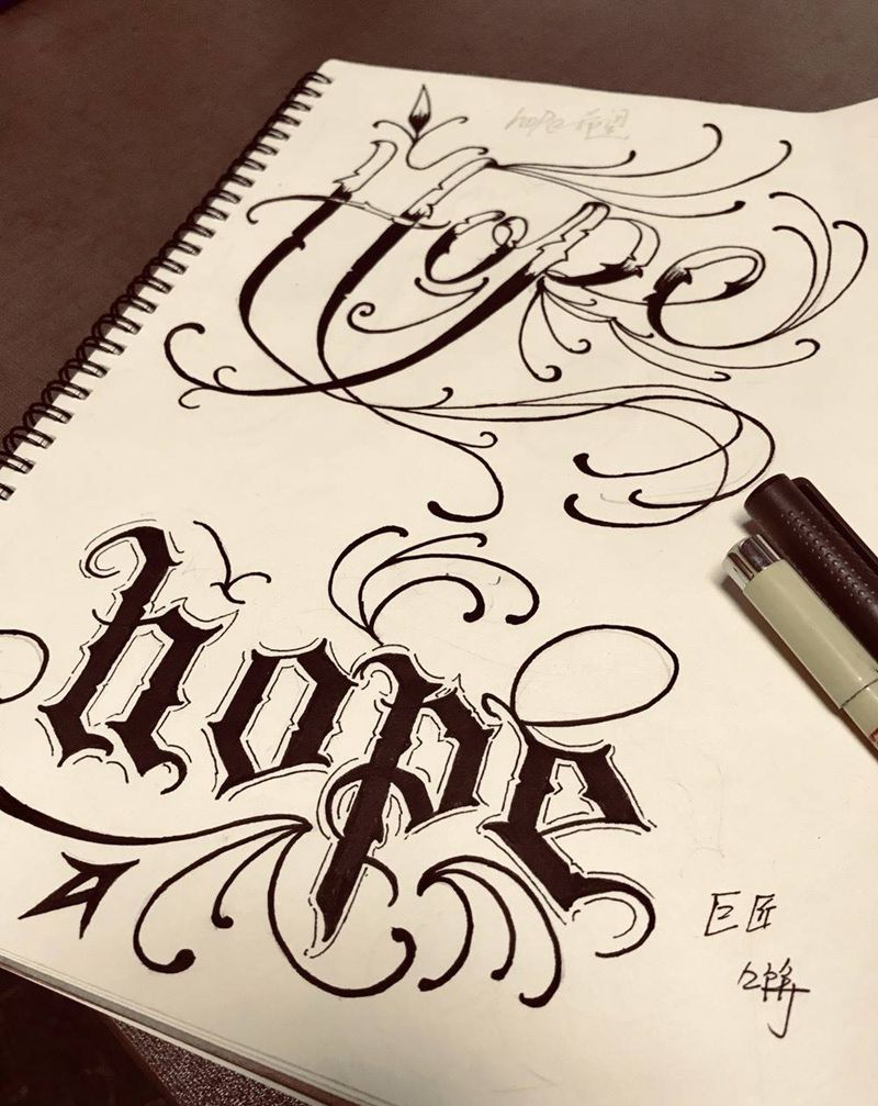 花体英文（私人定制）纹身图片