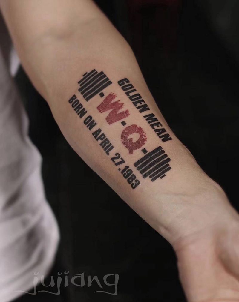 小臂纹身纹身图片_成品手臂写实字符原创培训纹身图案