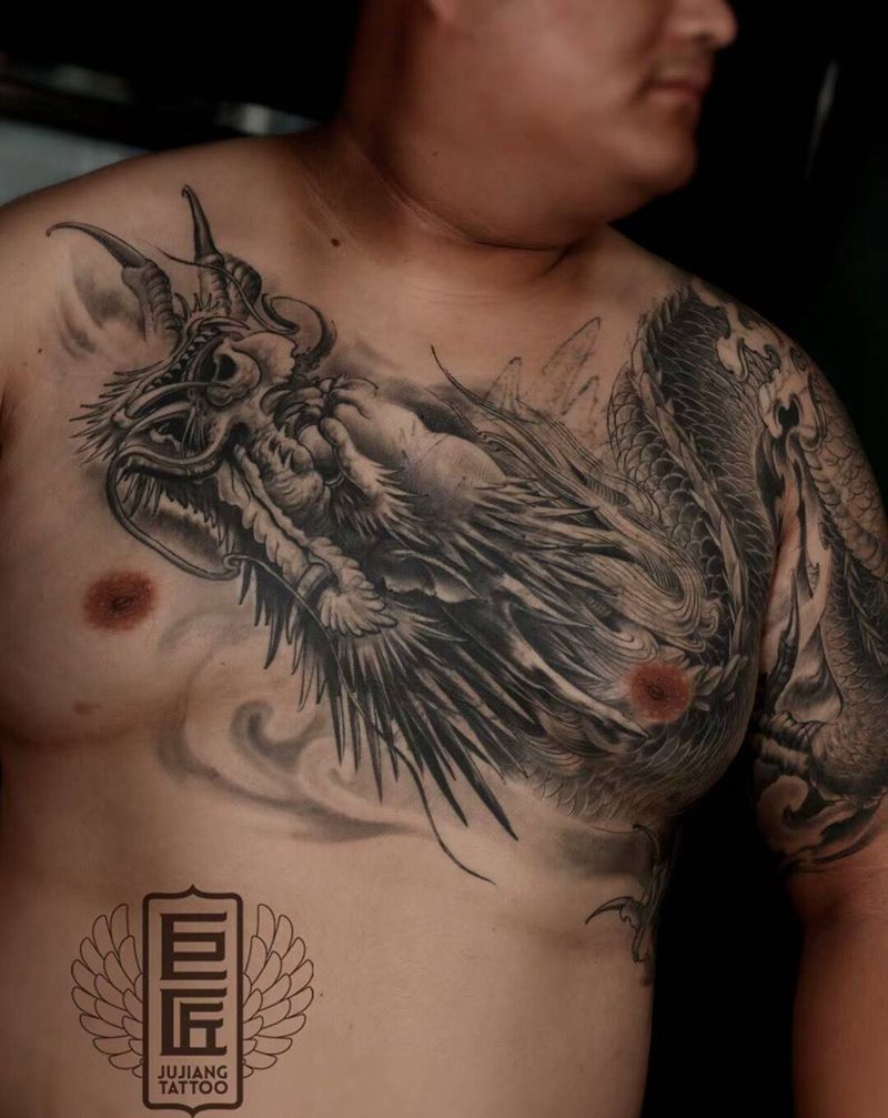 遮盖纹身纹身图片_成品肩部手臂传统动物原创培训纹身图案