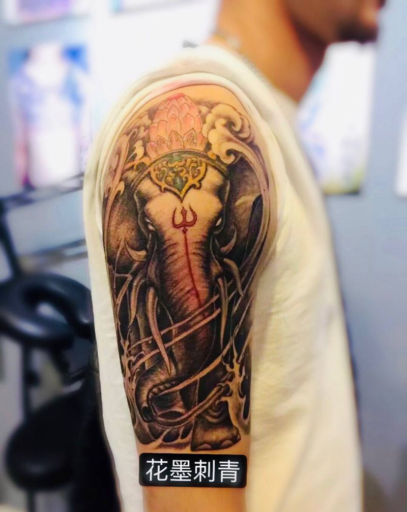 招财象神纹身图片