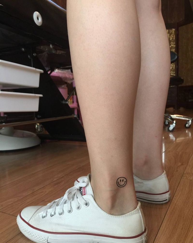 笑脸纹身图片_成品脚部传统欧美清新几何字符腿部贴纸图腾纹身图案