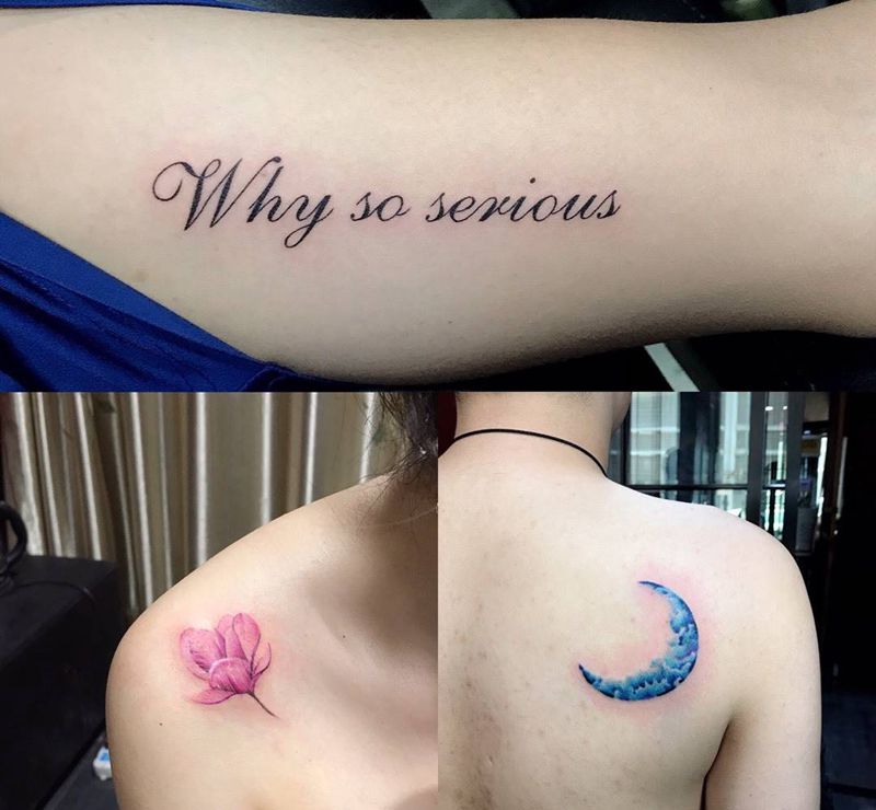 小清新纹身图片_成品肩部手臂背部清新植物字符纹身图案