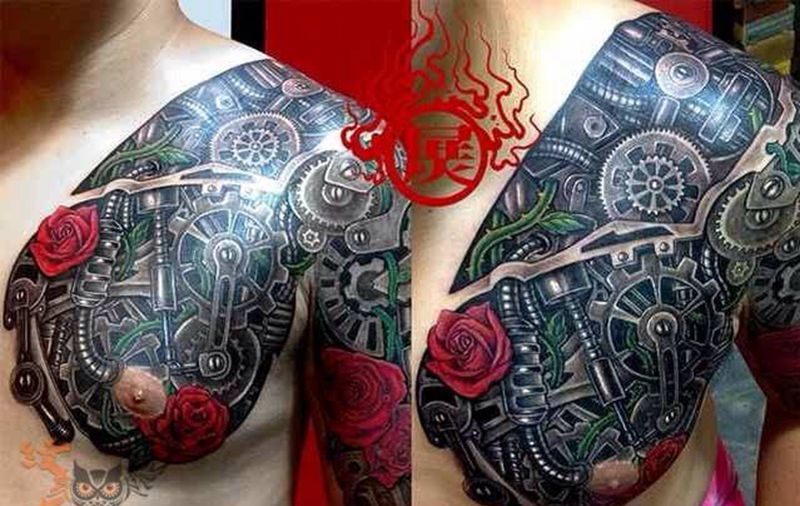 机械纹身图片