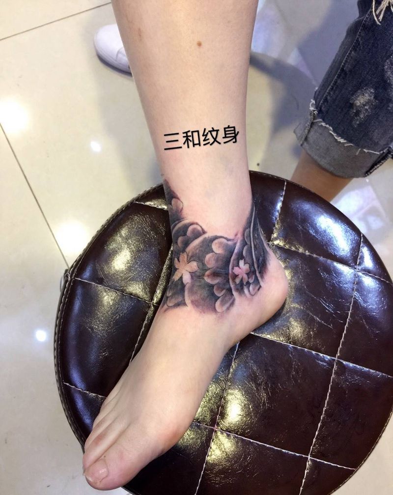 遮盖脚腕一圈烫伤疤痕纹身图片