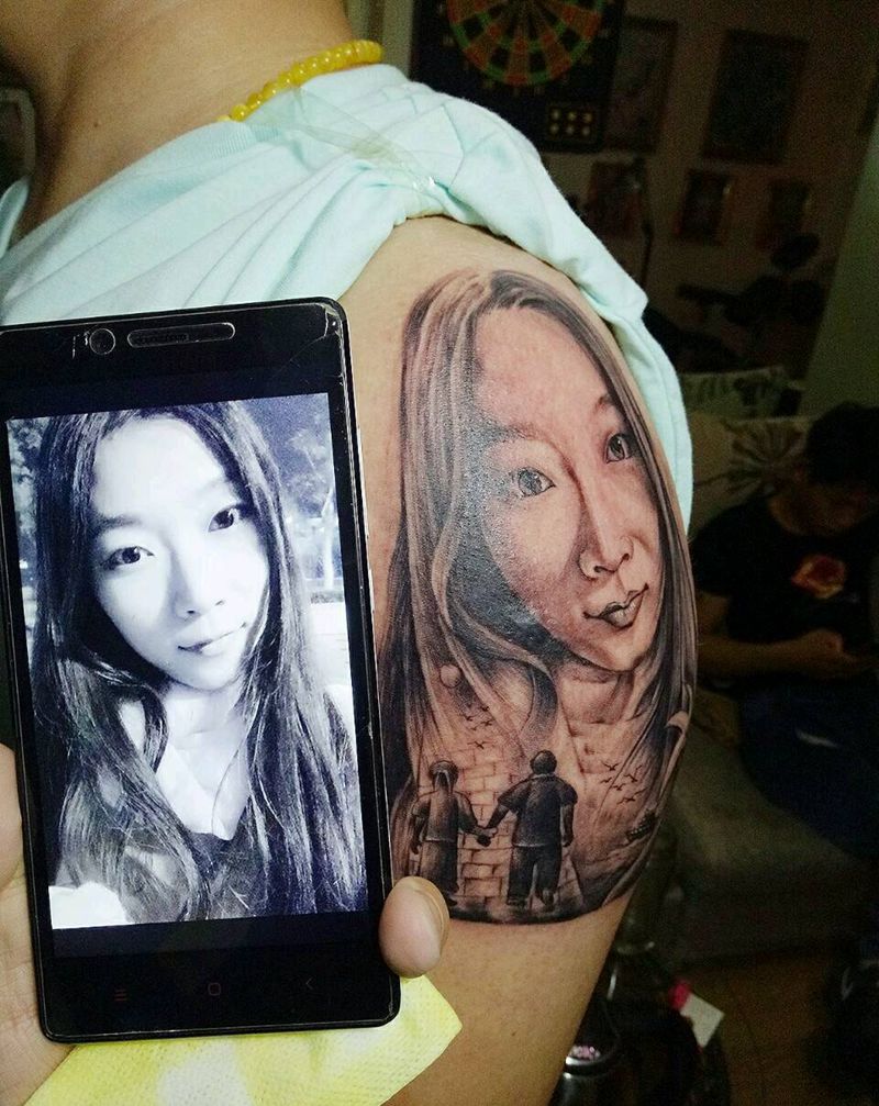 纹老婆相片纹身图片