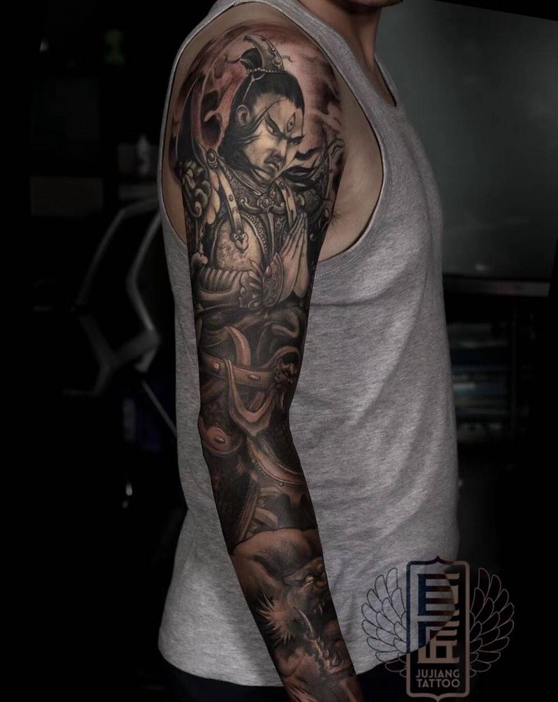 花臂纹身图片_手臂新传统纹身图案