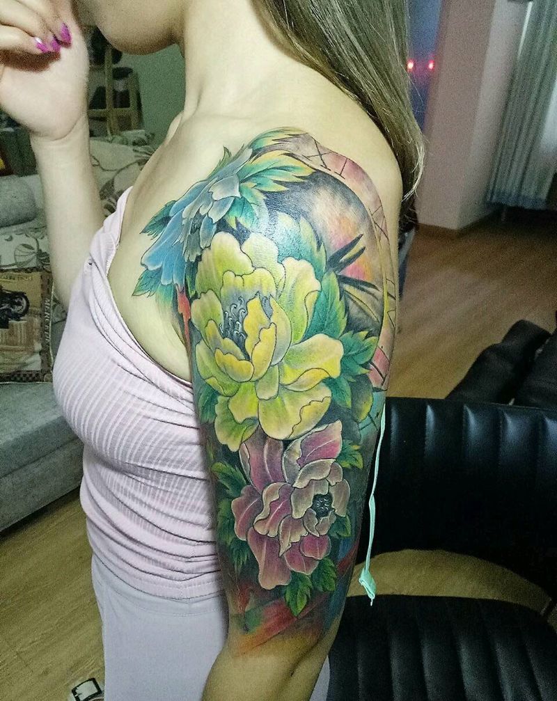 老图黑灰色改彩色添加周边纹身图片