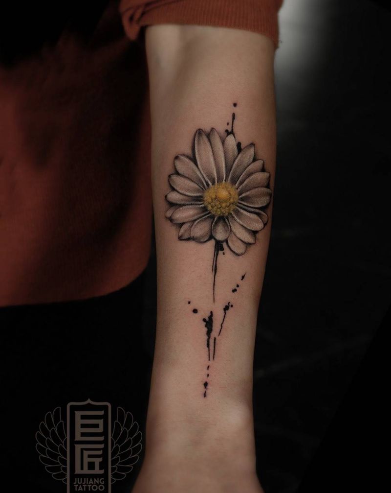 一枝花纹身图片_手臂新传统纹身图案