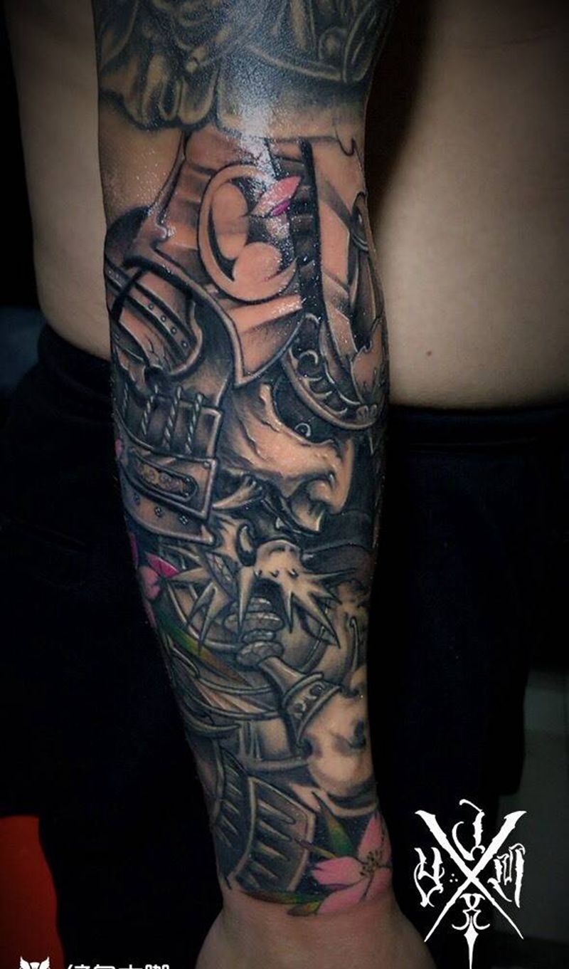 鬼武士纹身图片