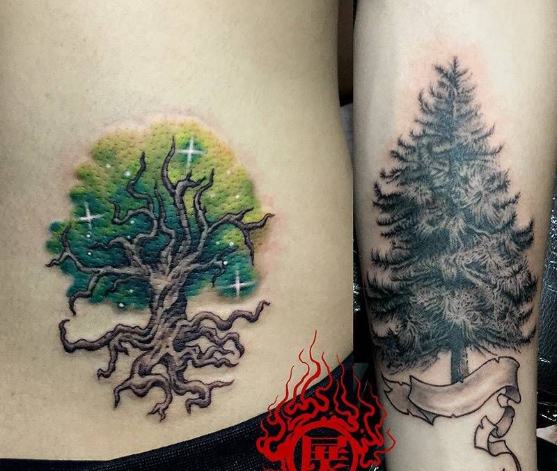 树纹身图片_成品手部清新植物纹身图案