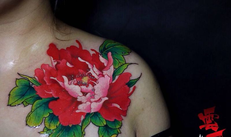 牡丹花纹身图片