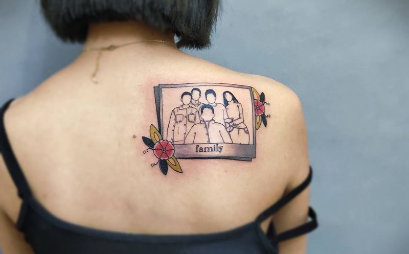 全家福纹身图片_背部纹身图案