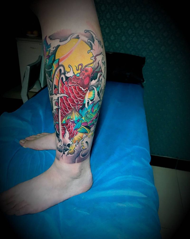 招财鱼纹身图片