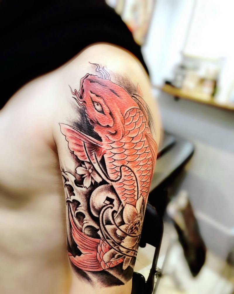 招财鲤鱼纹身图片